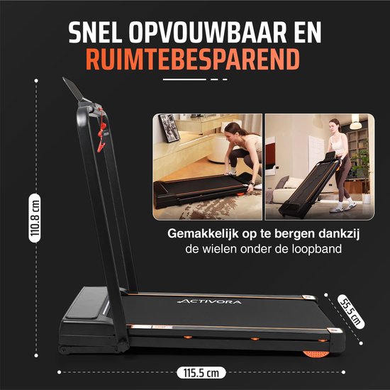 Loopband met Automatische Incline (8%) - Automatische helling - Inclusief antislipmat en app - Led scherm - 1 t/m 12 km/u - Inklapbaar - Walking pad - 8% Automatische Hellingfunctie - Loopbanden voor thuis - Wandelband - Hometrainer - Treadmill