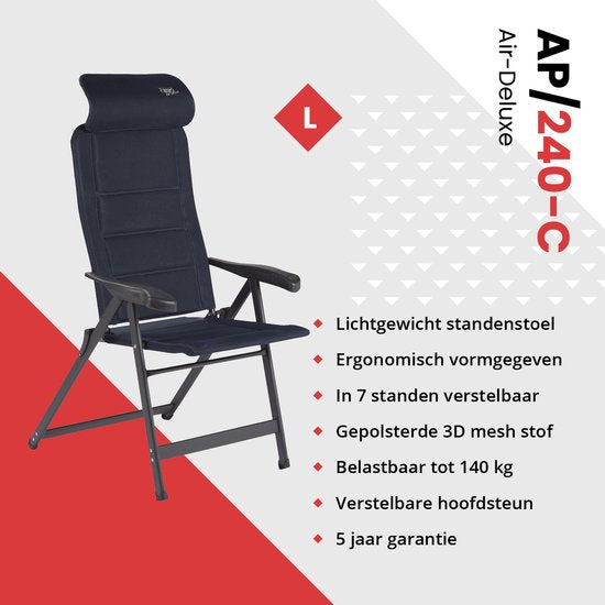 Crespo - Standenstoel - L - AP/240 - Air-Deluxe - Compact - Blauw