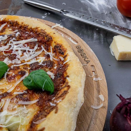 Boska Pizzaplank Amigo L Rond - Borrelplank van Duurzaam Beukenhout - Met opvanggeul - Ø 34 cm