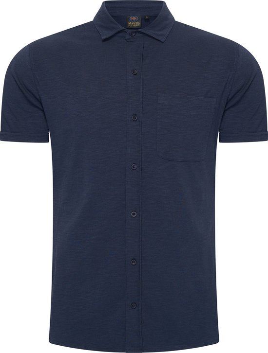 Mario Russo Korte Mouwen Overhemd - Overhemd heren - Polo Shirt Heren - t shirt heren - M - Navy