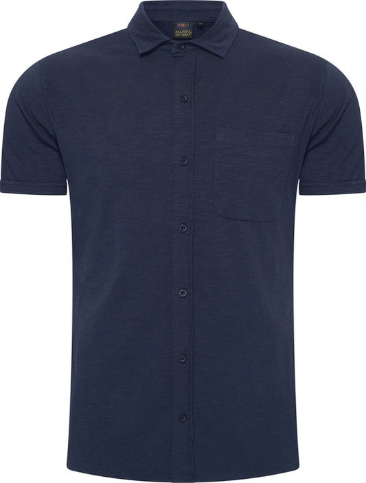 Mario Russo Korte Mouwen Overhemd - Overhemd heren - Polo Shirt Heren - t shirt heren - M - Navy