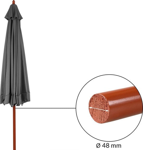 Kingsleeve Parasol 330cm – UV Bescherming 80+ Waterafstotend - Antraciet