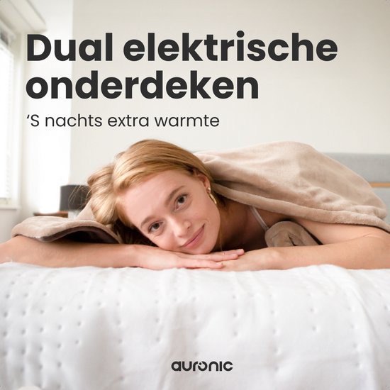 Auronic Elektrische Onderdeken XL - 1 Persoons - 2 Warmtezones - Verwarmingsdeken - 190x90cm - Wit