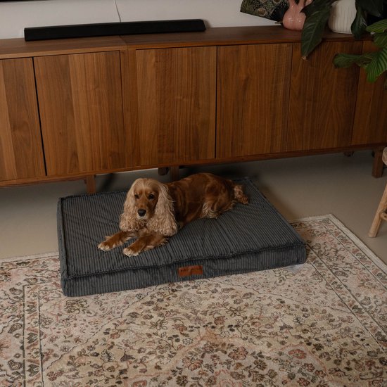 By Cee Cee Orthopedisch Hondenkussen - Orthopedische Hondenmand – Royal Collection Hondenbed – Ribstof - Grijs - 100x70 - Bubble Foam
