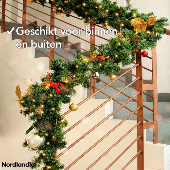 Nordlandia Guirlande Met verlichting - Timer - Kerstversiering - 500CM - Kerstslinger - Kerstdecoratie - 100 LED - Batterij
