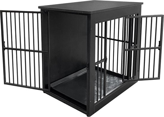 Hondenhok - Hondenbench - bench voor kleine en middelgrote honden - hondenkooi - voor binnen - inclusief hygiënische bak voor in het hok - 80.5 cm x 59 cm x 70 cm