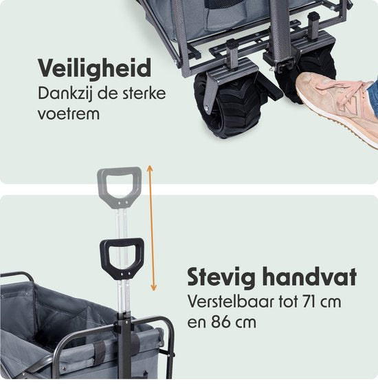 LifeGoods Bolderkar - Opvouwbaar - 80KG Draagkracht - 94L - Wasbaar Polyester - Grijs