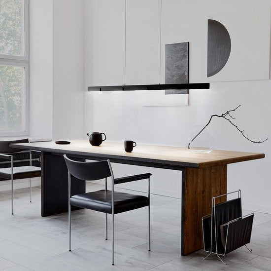 Hanglamp Bloc 3296ZW Zwart Hoogteinstelbaar van Glas en Metaal - Steinhauer, 120 cm met LED Module en Dimbaarheid