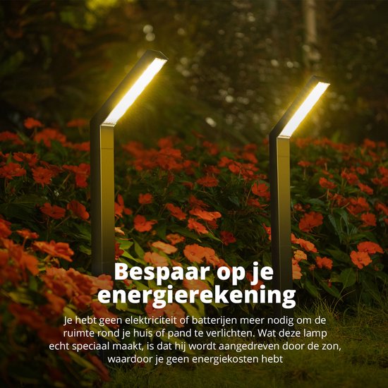 FlinQ Yora Solar Tuinverlichting - Tuinlampen op zonne-energie - Buitenlamp - Aluminium - 2-pack - Zwart
