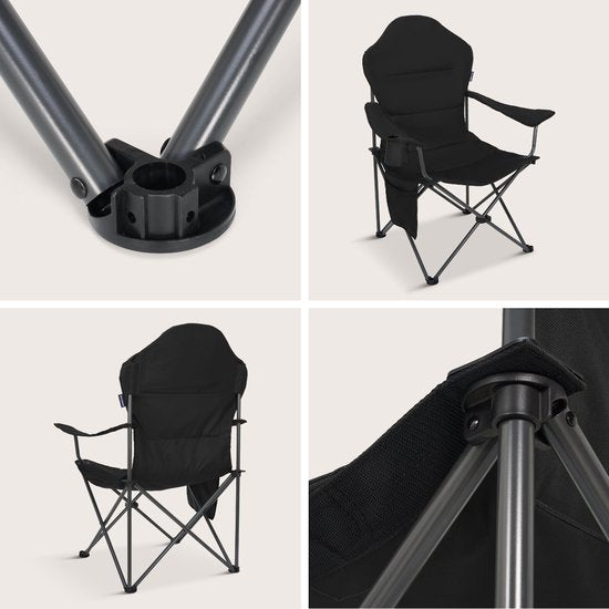 TRVLMORE Campingstoelen XXL - Opvouwbaar - 2-Pack - 160KG Draagvermogen - Incl. Draagtas - Klapstoel - Visstoel - Kampeerstoel - Vouwstoel - Zwart