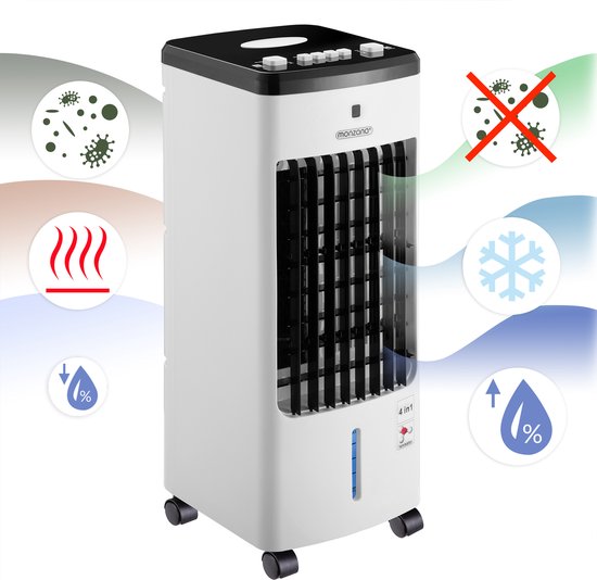 Monzana Mobiele Airco Ventilator - 4 Functies 3.5L - Wit Zwart