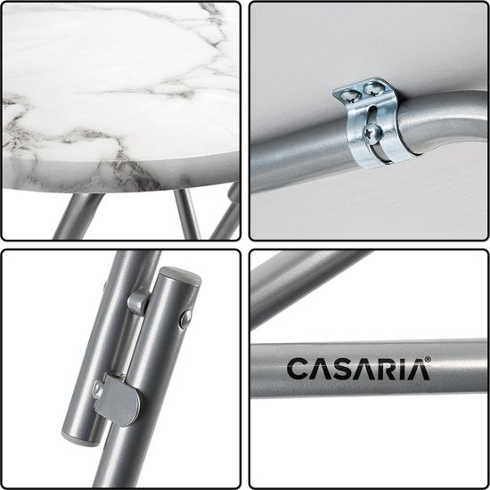 CASARIA Statafel Set van 2 - Inklapbaar Marmerlook 110cm Ø60cm - Wit