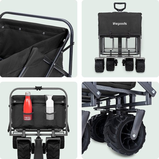 LifeGoods Bolderkar - Opvouwbaar - 80KG Draagkracht - 94L - Wasbaar Polyester - Zwart