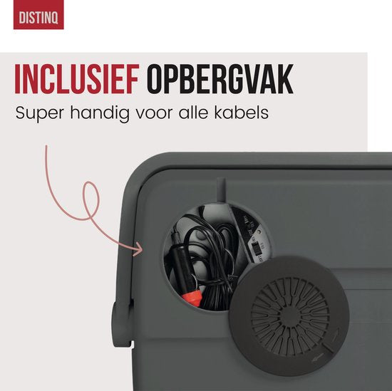 DistinQ Elektrische Koelbox voor Auto en Camping – Koelbox Elektrisch met Verwarmingsfunctie - 12v 230 Volt – 25L - Grijs