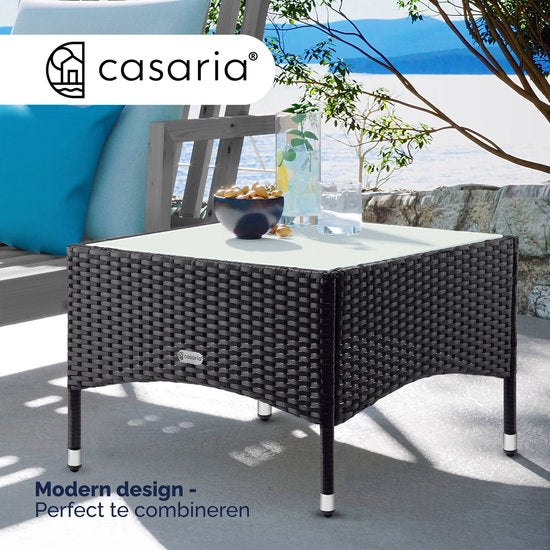 CASARIA Polyrattan Bijzettafel - Buiten 58x58x45cm - Zwart