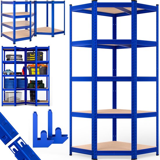 Monzana Stellingkast - Schroefloos 5 Schappen MDF 180x70x40cm - Blauw