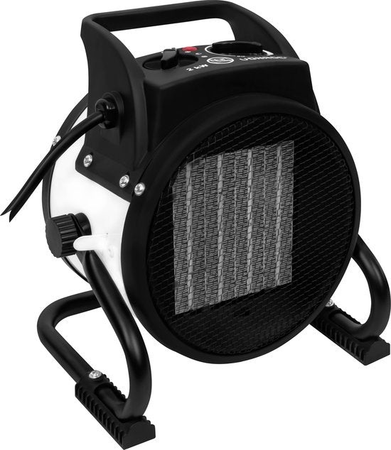 VONROC Elektrische kachel - Straalkachel - ventilatorkachel - keramisch - 3 standen: 1000W/2000W/ventilator - voor ruimten tot 20m2 - wit