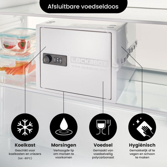 Lockabox One™ Opbergbox met Cijferslot - Afsluitbare Medicijnkast - Polycarbonaat Kluis - Koelkast en Diepvries Proof - 10,5 Liter - 31 x 21 x 17 cm