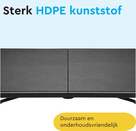 BRASQ Inklapbare Vouwtafel Zwart - 180x70x74cm- Campingtafel - Klaptafel - Weerbestendig - Tafel met draaghandvat
