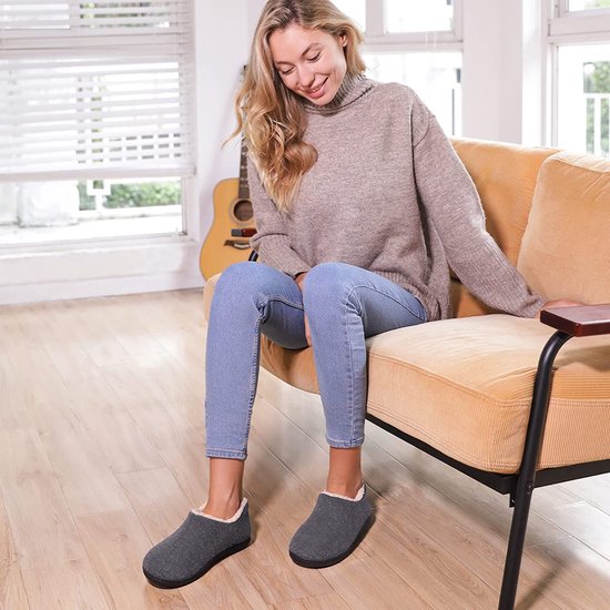 Pantoffels Dames - Sloffen - Maat 38/39 - Grijs - Anti-slip - Comfeet