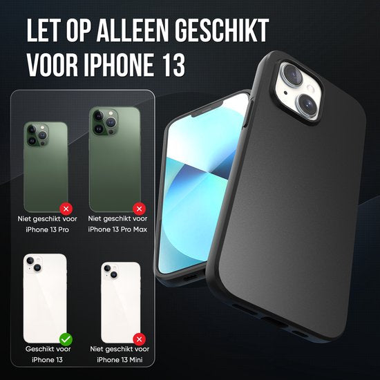 Telefoonhoesje Zwart Geschikt voor Iphone 13 Hoesje Met Screenprotector Beschermglas