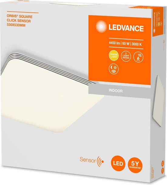 LEDVANCE Wand- en plafondarmatuur LED: voor plafond, ORBIS CLICK SENSOR / 6- W, 22-…24- V, stralingshoek: 12-, Warm wit, 3- K, behuizingsmateriaal: staal, IP2-