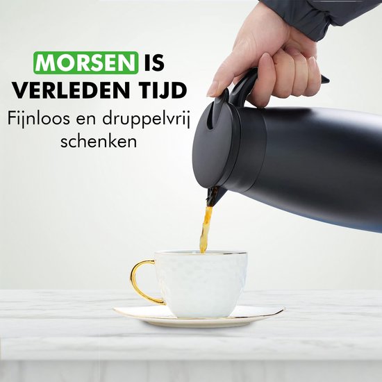 Travelhawk Thermoskan - 2 Liter - Isoleerkan - Zwart - Koffie - Thee - Voor warme en koude dranken