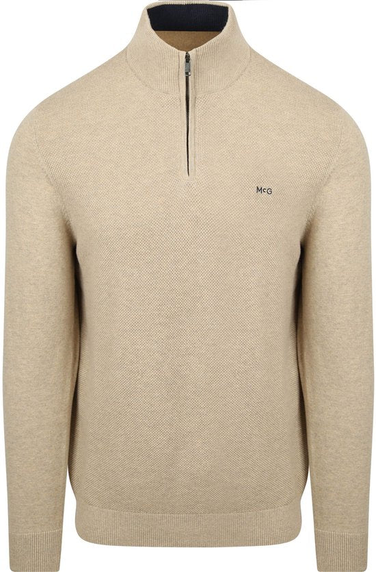 McGregor Half Zip Trui Merinowol Structuur Zand - Maat S - Heren - Truien