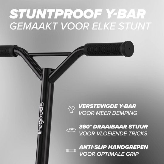 LifeGoods Stuntstep Fly X - 6+ Jaar - Step voor Kinderen - Jongens/Meisjes - 100mm - 100KG - Zwart/Wit