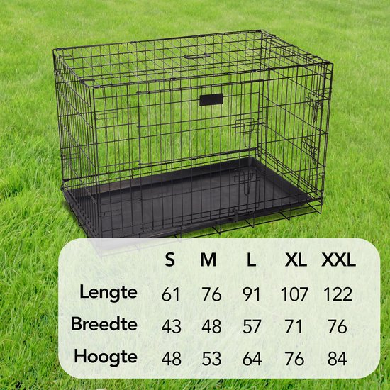 Brixy Hondenbench - Bench Voor Honden - Maat M - Opvouwbaar - 76 x 47 x 54 CM - 2 Deuren - Zwart