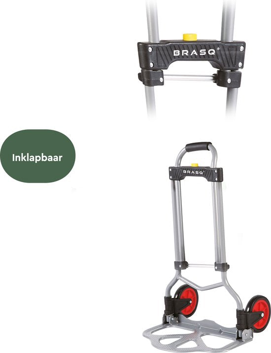 BRASQ Inklapbare steekwagen incl. bagagespin - 60 KG Draagvermogen - Transportwagen - Plateauwagen - Steekkar Staal