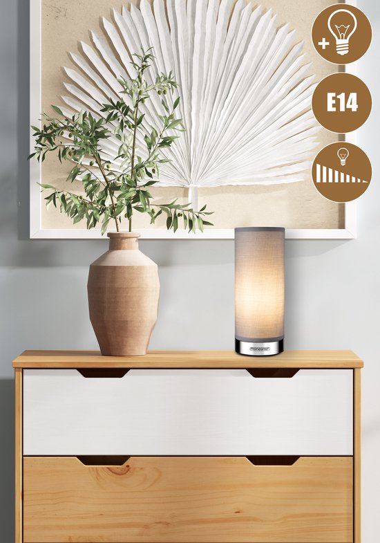 Monzana Tafellamp 2 Stuks LED – Dimbaar E14 - Satijn Nikkel Grijs