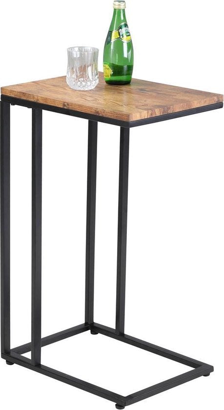 Casaria Bijzettafel op Wieltjes - 50x35x70 cm – Hout Metaal Zwart