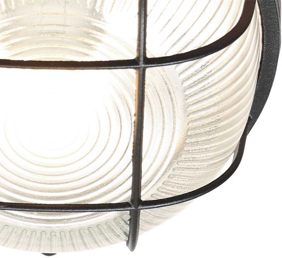 Plafondlamp Lisanne 1342ZW | Zwart metaal en glazen kap | Ø 17 cm, hoogte 8 cm | Mexlite | Trendy design voor binnengebruik