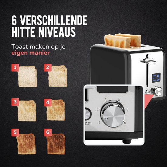 Qualitá® Broodrooster met TostiKlemmen - Retro Tostiapparaat - Sandwichrooster - Croque Monsieur Toestel - RVS/Zwart