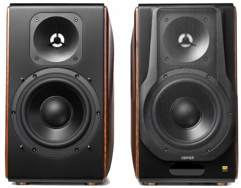 Edifier - S3000MKII Premium Actieve 2.0 Speakers - 256 W RMS - Zwart & Bruin Hout - Hi-Res Audio & Bluetooth 5.0 - Draadloos Verbonden Systeem - Ultieme Geluidservaring