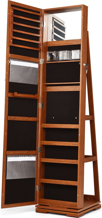 Coast Juwelenkast Met Spiegel - 39 x 39 x 161 cm - Bruin
