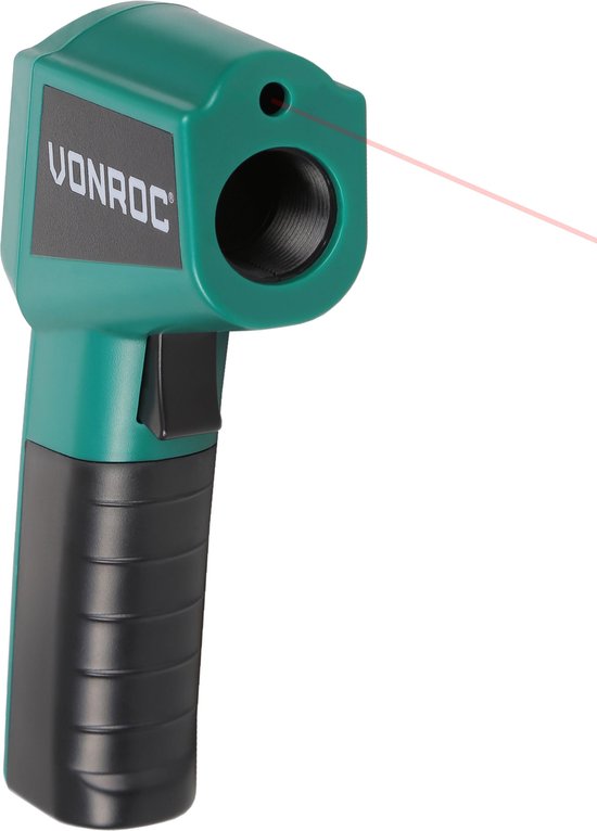 VONROC Digitale infrarood thermometer – Laser – Meetbereik -40°C tot 530°C – Incl. 2 batterijen