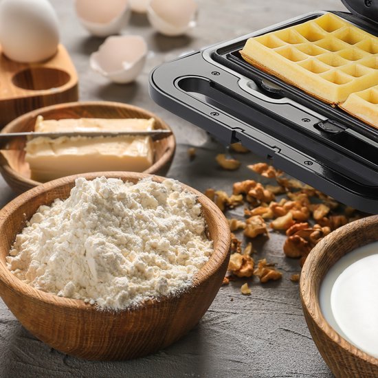 Monzana Sandwich Tosti Apparaat - 3 in 1 Afneembare Platen - Zwart
