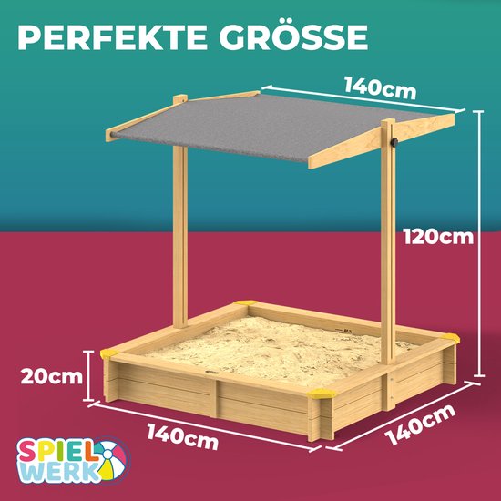 Spielwerk Zandbak - Hout Zonnedak UV 50+ Fritzi - 140x140x120cm