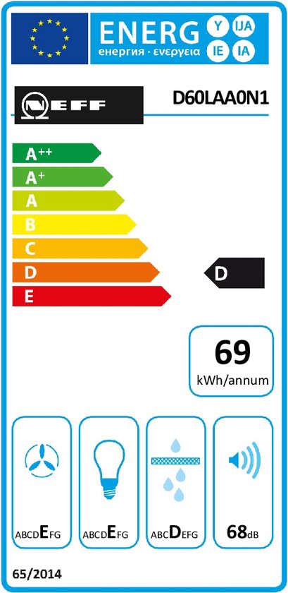 Neff DLAA600N 250 m³/uur Onderbouw - Roestvrijstaal - 60 cm - stainless steel