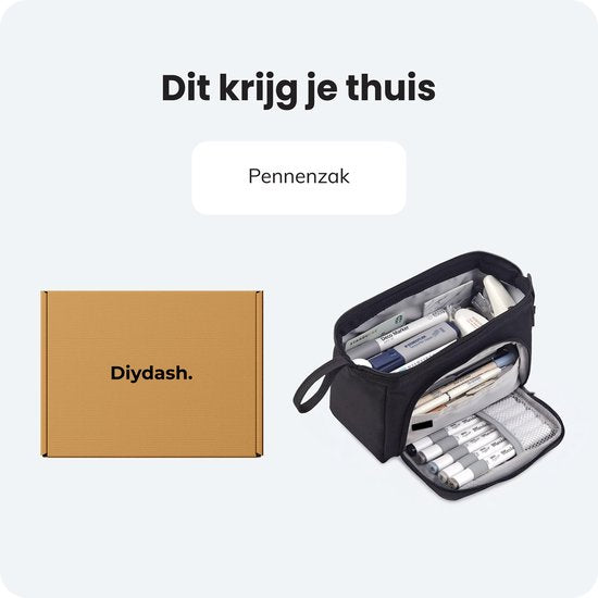 Diydash Etui XL - Pennenzak - Pennenetui - Schooletui - Grote Etui - Schoolspullen - Trousse Scolaire - Voor meisjes, jongens en volwassenen - Zwart