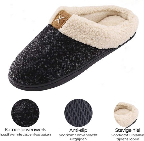 Pantoffels Dames - Sloffen - Maat 38/39 - Zwart - Anti-slip - Comfeet