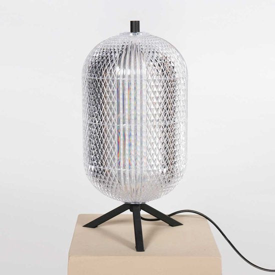 Tafellamp Geripu 3841ZW Ø15cm geribbeld kunststof met led module - Transparant/Zwart - Design - Mexlite