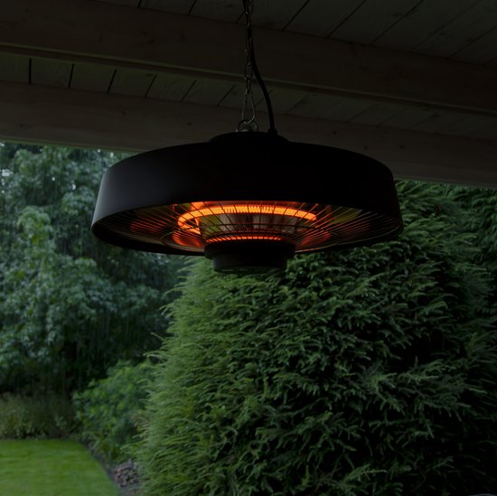 VONROC Terrasverwarmer – Hangend & Infrarood – 2000 W – 50 x 50 x 25 cm – Zwart
