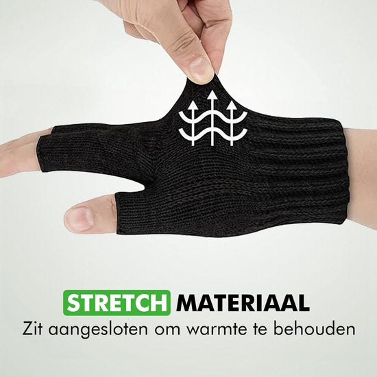 Travelhawk Vingerloze Handschoenen - Dames en Heren - Handschoenen zonder Vingertoppen - One Size Fits Most - Zwart