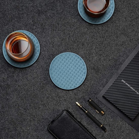 Castagnola Siliconen Onderzetters – Onderzetters voor Glazen – Design Onderzetters met Houder – Onderzettersset – Anti Slip - Set van 6 – Groen