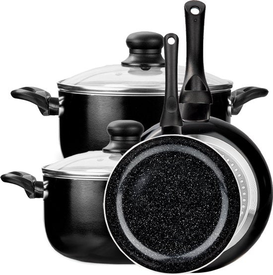 CeraFusion Keramische Pannenset 6-delig - Koekenpannen & Kookpotten 20, 24 cm - Koekenpan - Pannensets - Inductie Pannen - Pan - PFAS Vrij
