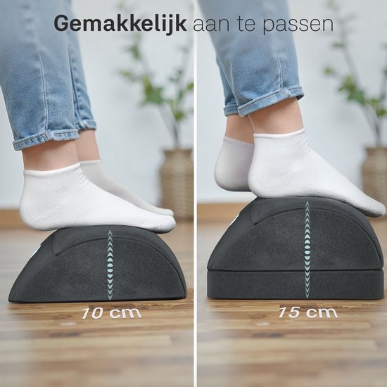 CozySense® Voetensteun Bureau - Ergonomisch Voetenbankje met 2 Hoogtes - Anti-Slip & Wasbare Sherpa Hoes - Voetenkussen voor Thuis & Kantoor - Zwart