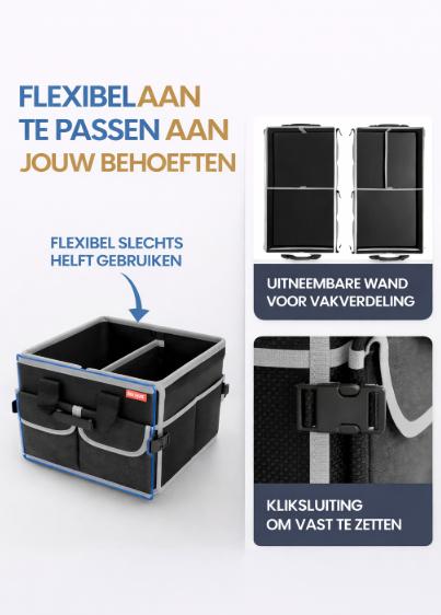 HELDENWERK Premium kofferbak organizer met deksel, stevig & antislip - Opvouwbare kofferbaktas, groot met dubbele bodem - Kofferbakbox, kofferbak organizer box